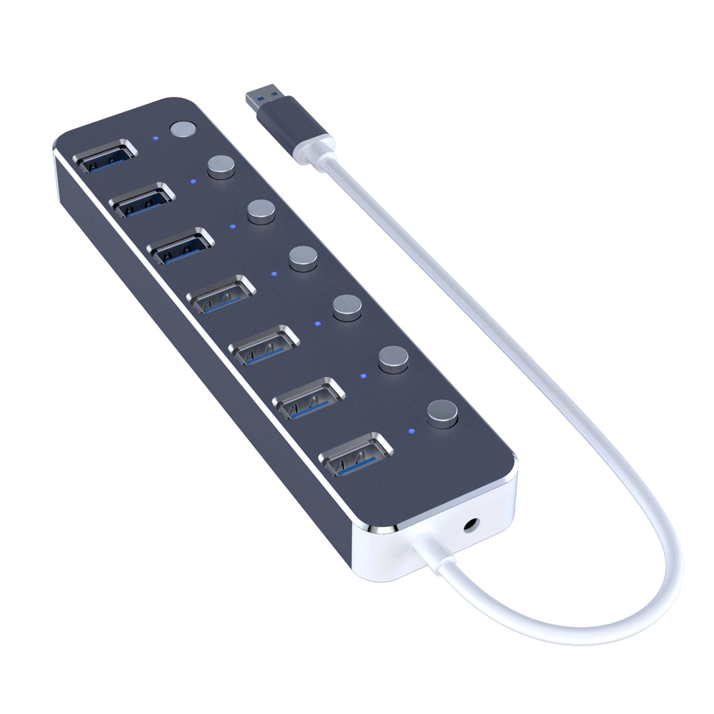 New Design Individual Power Switch 7 Ports USB 3.0 Hub