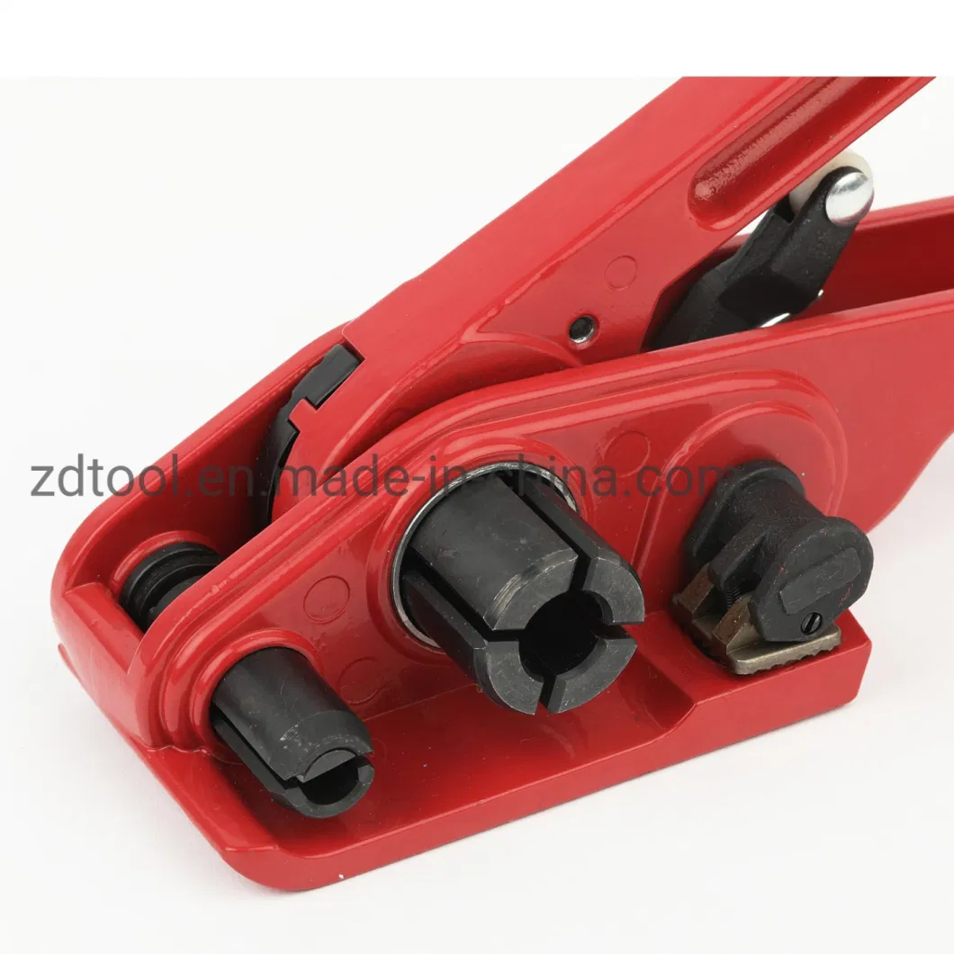 Black Red Handheld Strapping Tool Polyester Composite Fiber Cord Belt Tensioner for 13 - 20mm Band