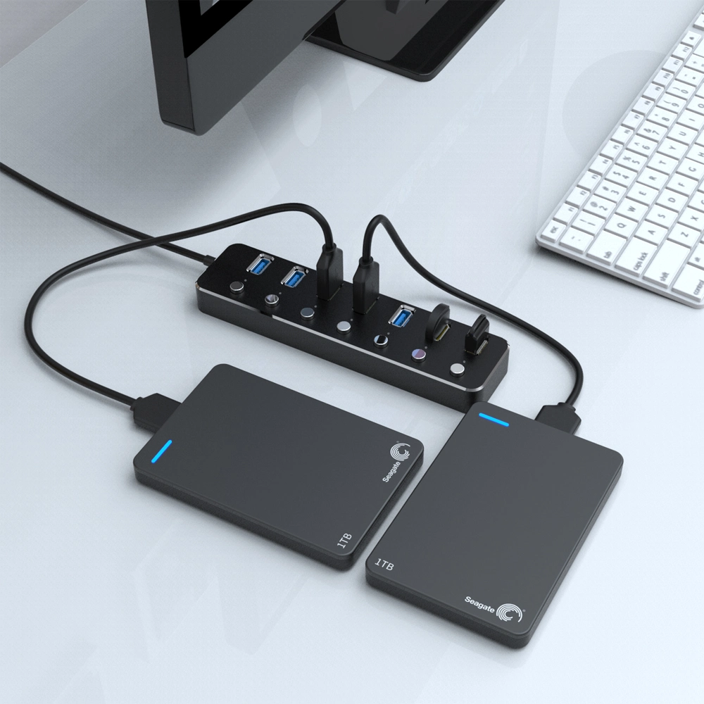 New Design Individual Power Switch 7 Ports USB 3.0 Hub