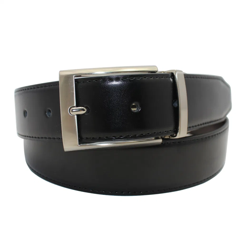 Custom Hot Sales Fashion Brand First Cowhide Leather Men Reversible Belt (35-23004)